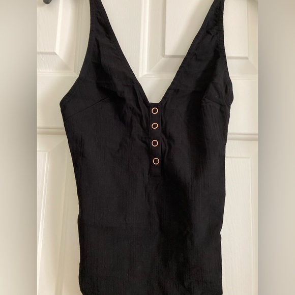 Free People Intimately Black Larissa Snap Button Bodysuit - Picture 2 of 9